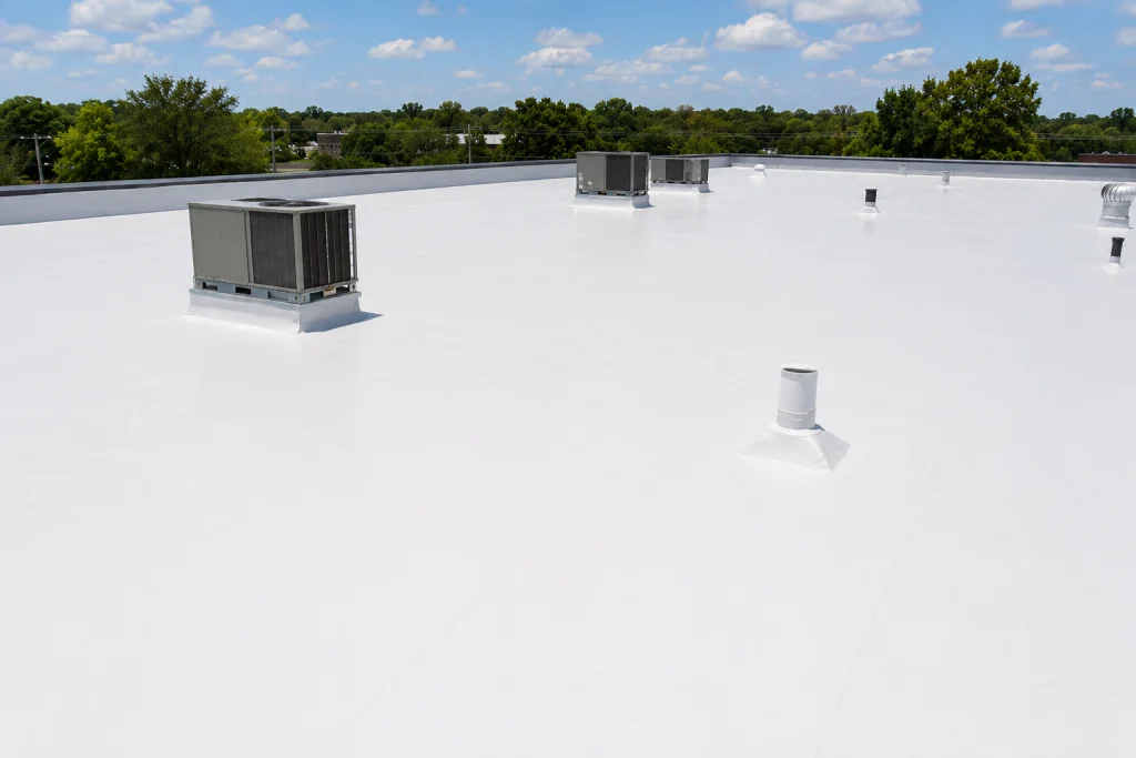 New white TPO membrane, tapered to drain